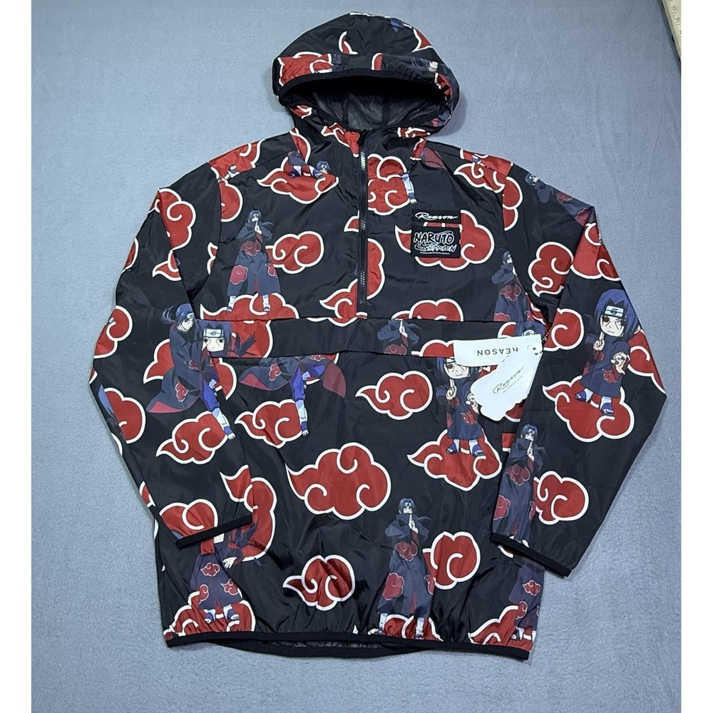 Reason x Naruto Shippuden Itachi Akatsuki Windbreaker Jacket Mens M Anime NEW